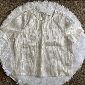 True Religion Lace Sheer Boxy Top White Keyhole Opening Lightweight Women Medium